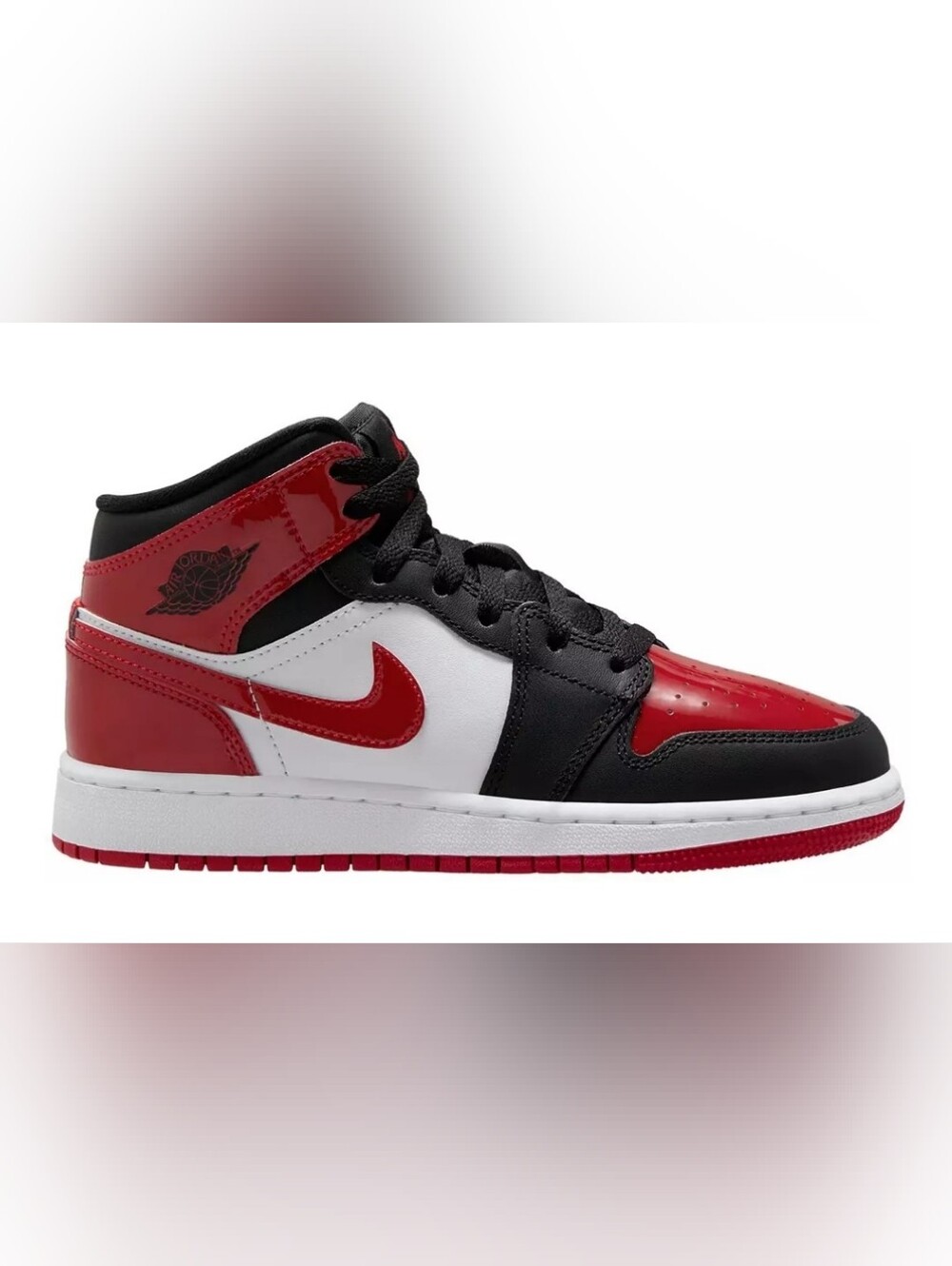 Air Jordan 1 Mid SE Kids Black & Red Basketball Sneakers